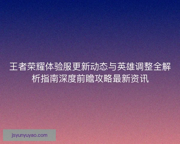 王者荣耀体验服更新动态与英雄调整全解析指南深度前瞻攻略最新资讯